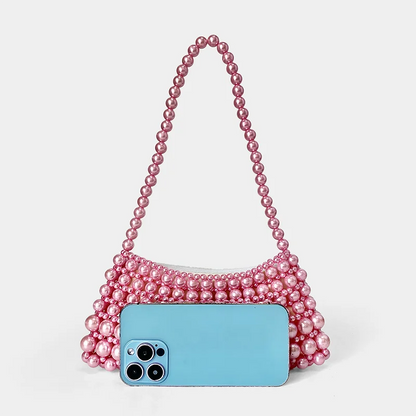 Handmade Pearl Shoulder Bag – Elegant Hollowed-Out Shoulder Purse for Women