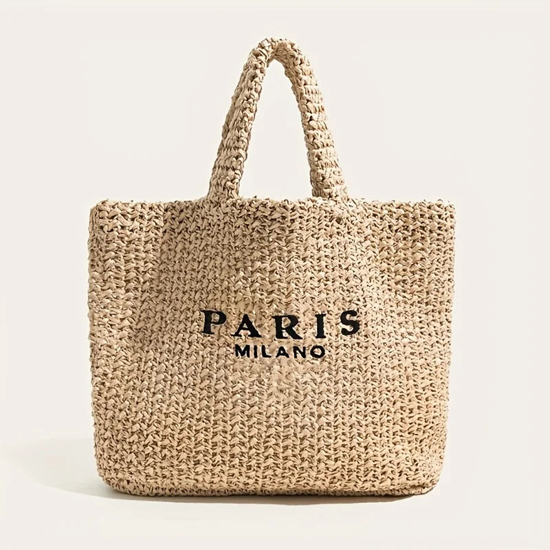 Paris Milano Large Straw Tote Bag – Chic & Spacious Summer Handbag