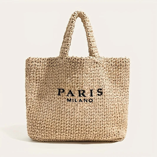 Paris Milano Large Straw Tote Bag – Chic & Spacious Summer Handbag