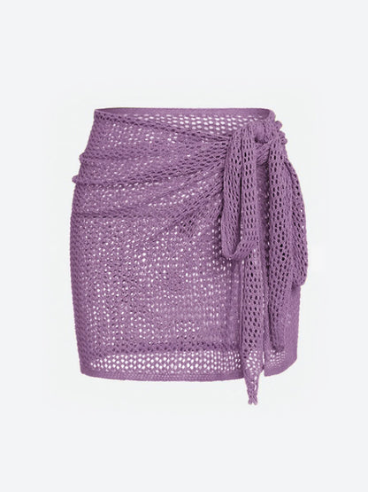 Loom - Knitted Short Skirt with Hollow Straps and Slit