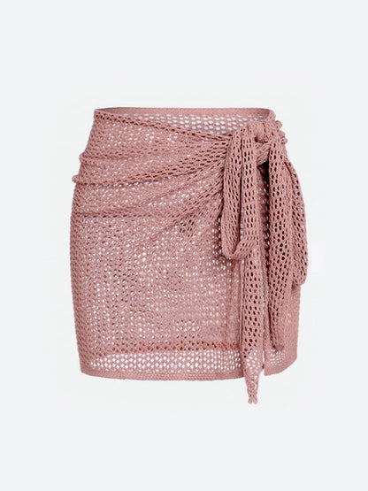 Loom - Knitted Short Skirt with Hollow Straps and Slit