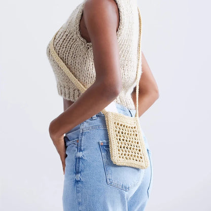 Fashion Straw Crossbody Phone Bag – Chic & Lightweight Summer Essential