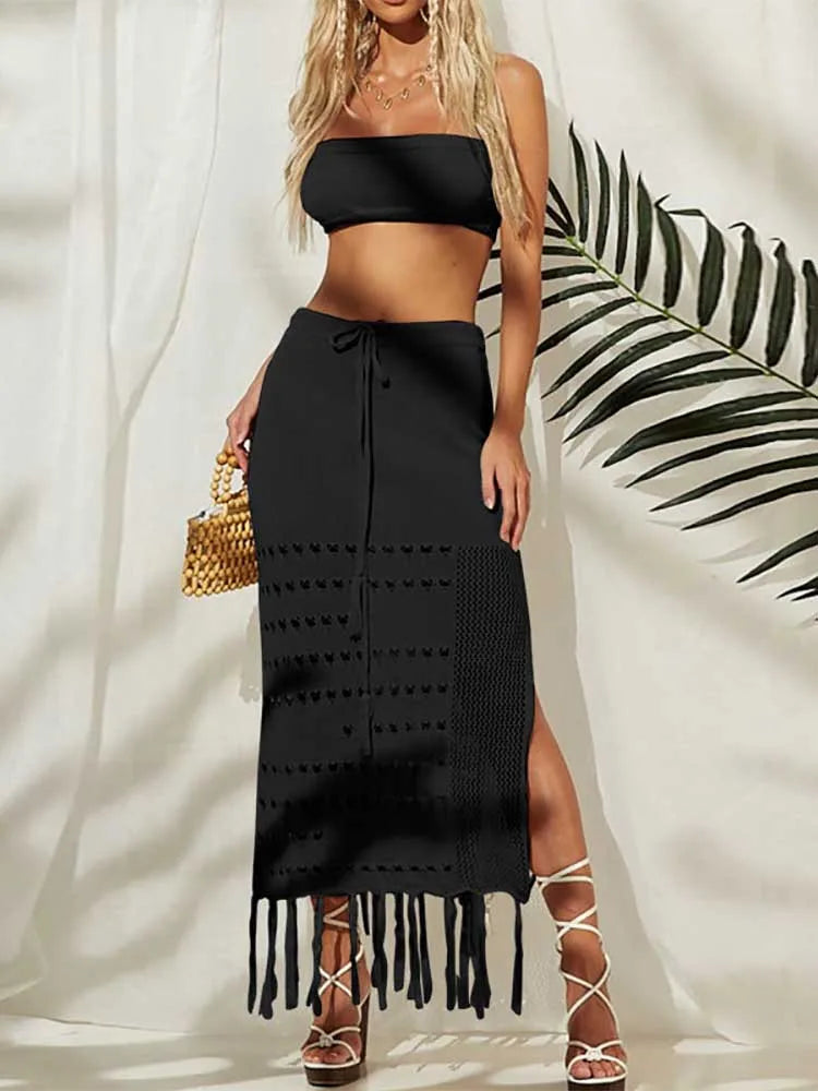 Shimmer - Summer Beach Dress Crochet Two Piece Bikini Cover Up