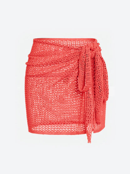 Loom - Knitted Short Skirt with Hollow Straps and Slit