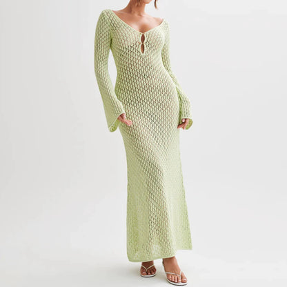 Serenity - White Maxi Knit Beach Dress