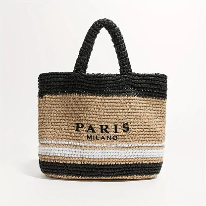 Paris Milano Large Straw Tote Bag – Chic & Spacious Summer Handbag